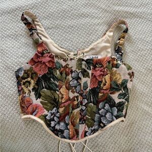 Elegant Floral Tapestry Crop Top
